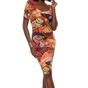 Butterfly Print Bodycon Dress